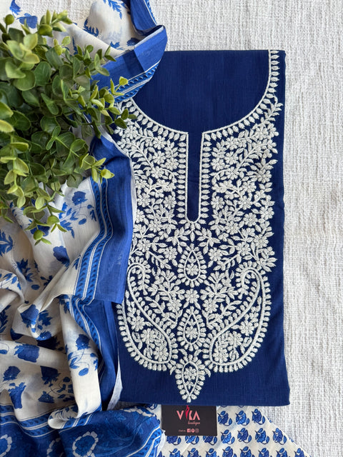 Lucknowi work cotton suit material