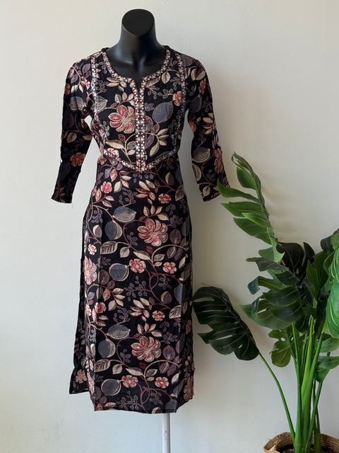 L size Black printed kurti