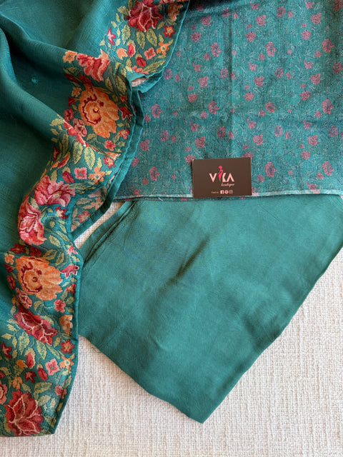 Printed semi raw silk salwar suit set