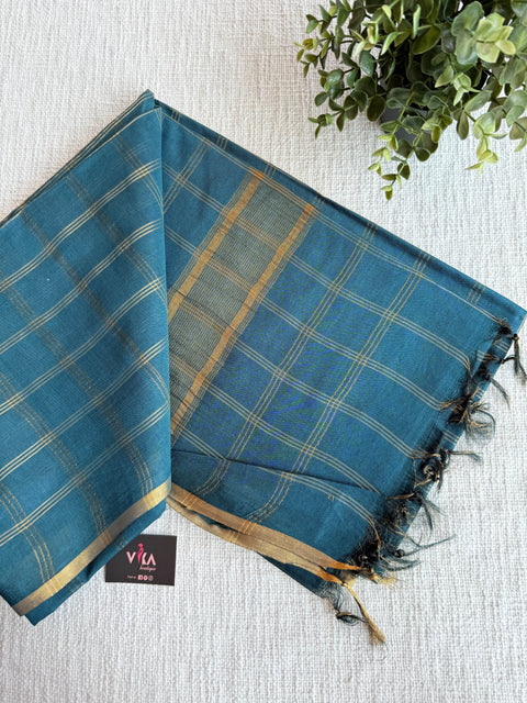 Checked Art silk saree with blouse