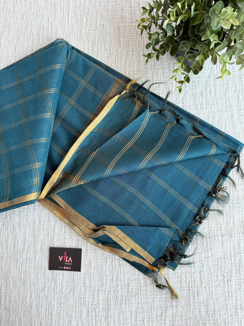 Checked Art silk saree with blouse