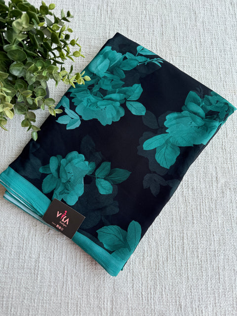 Floral printed georgette saree