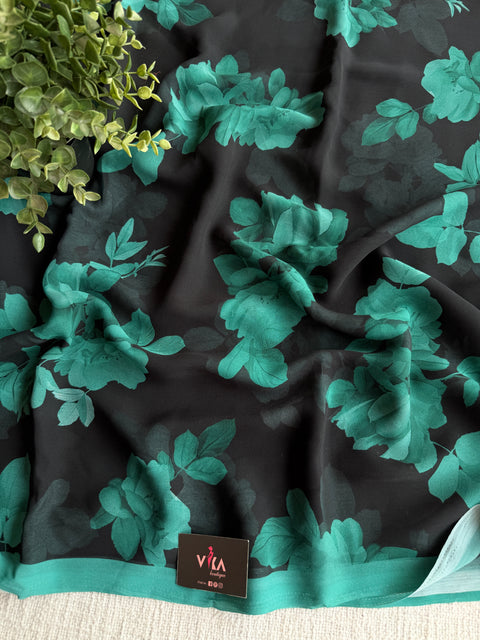 Floral printed georgette saree