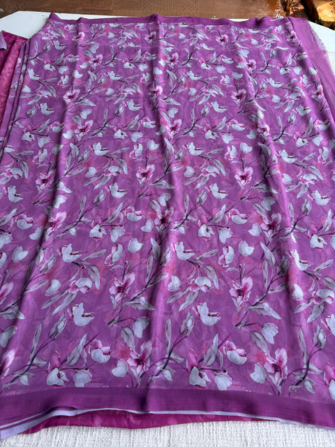 Floral printed georgette saree