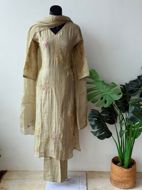 Beryl Green mul chanderi suit set