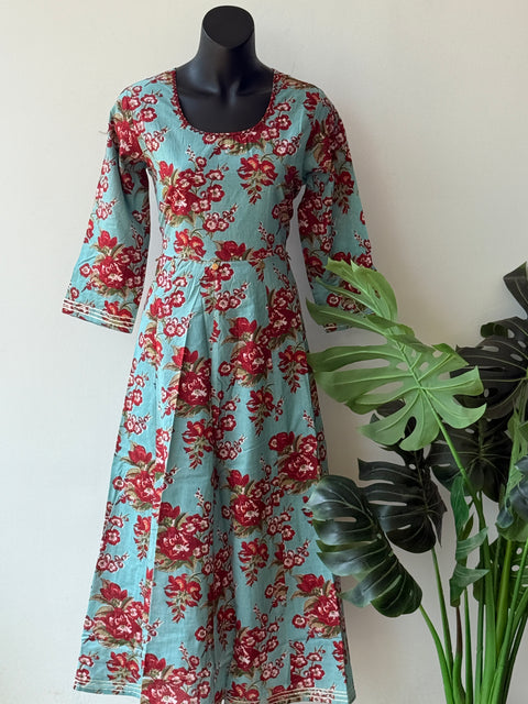 Floral printed cotton frock