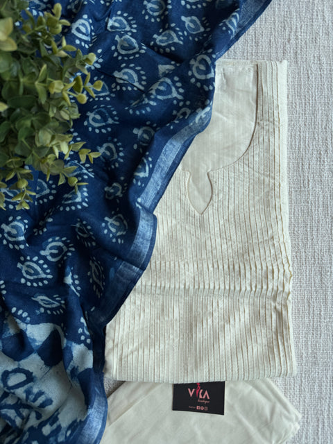 Off white Silk cotton suit set