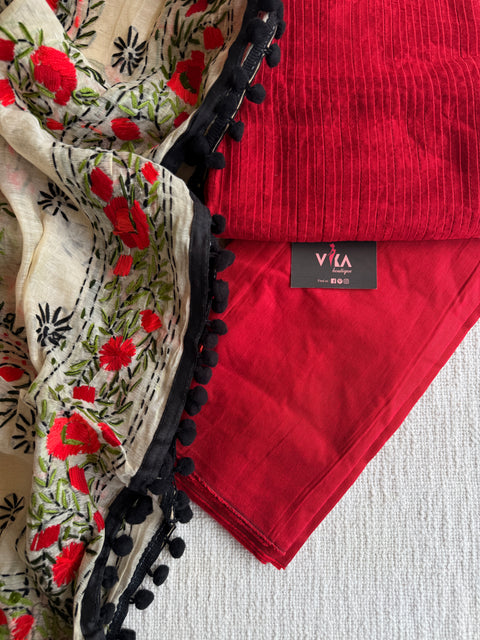 Red Phulkari dupatta suit set
