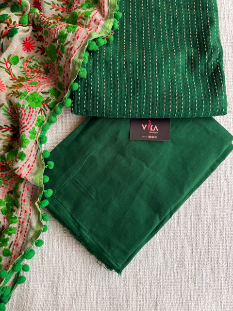 Silk cotton phulkari dupatta suit set