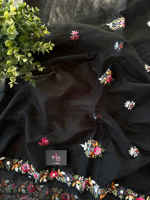 Hand Emb Organza saree