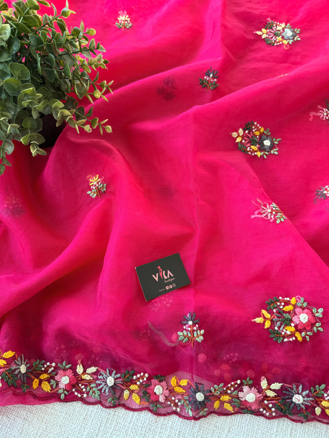 Hand Emb Organza saree