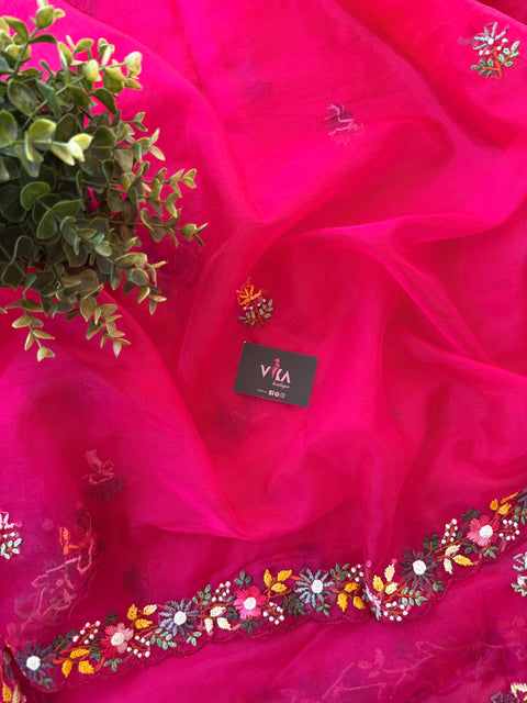 Hand Emb Organza saree