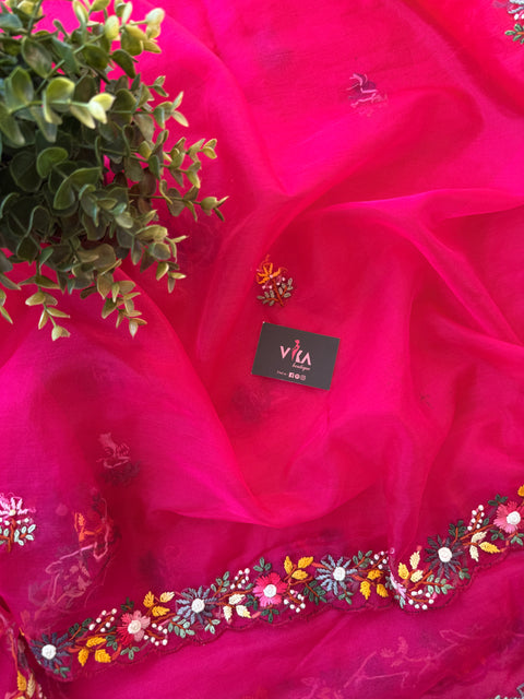 Hand Emb Organza saree