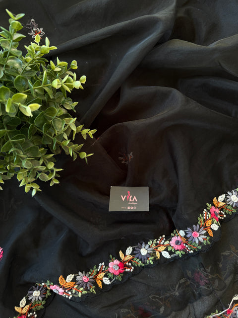 Hand Emb Organza saree