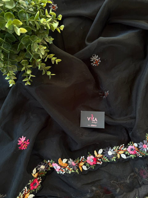 Hand Emb Organza saree