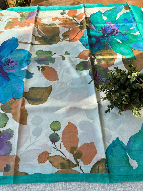 Digital printed satin crepe saree