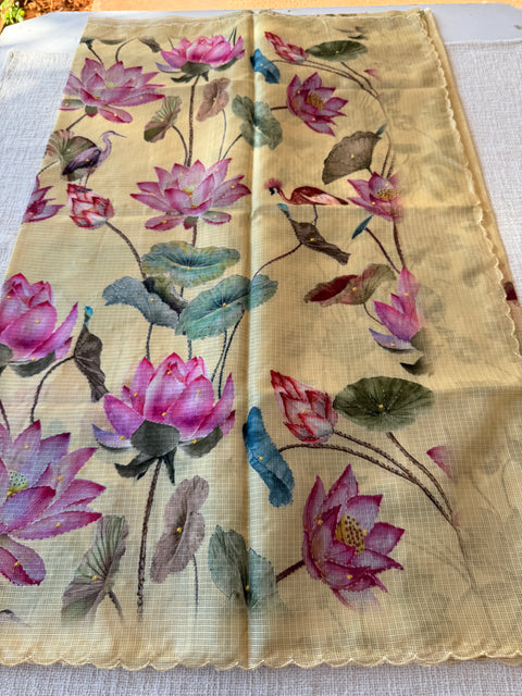 Floral printed kota cotton saree