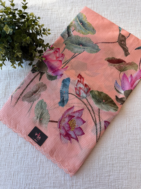 Floral printed kota cotton saree