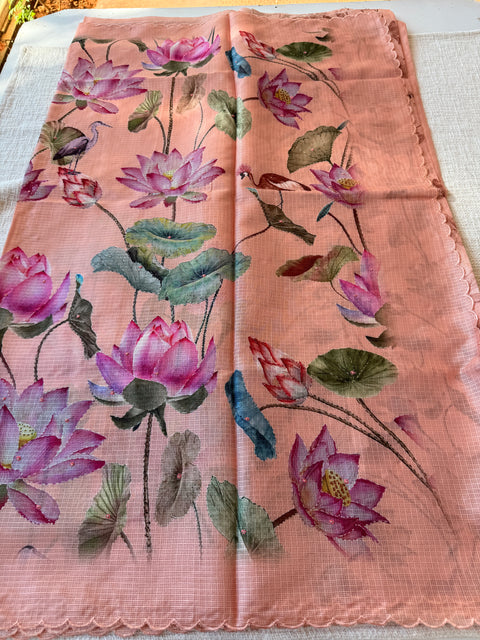 Floral printed kota cotton saree