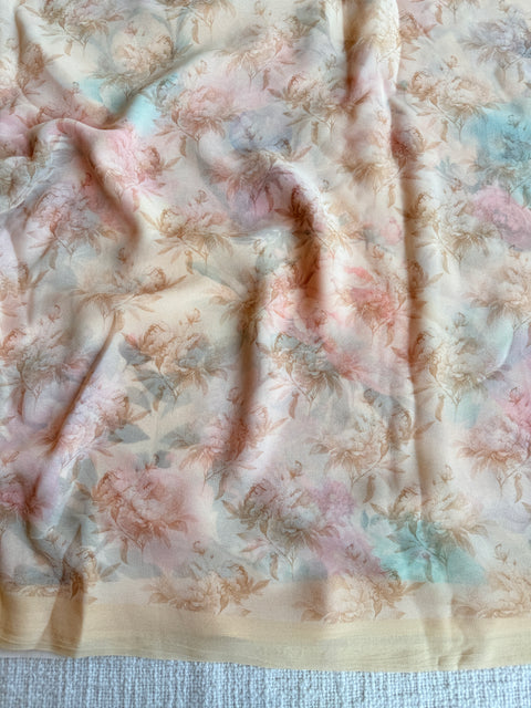 Floral printed georgette saree