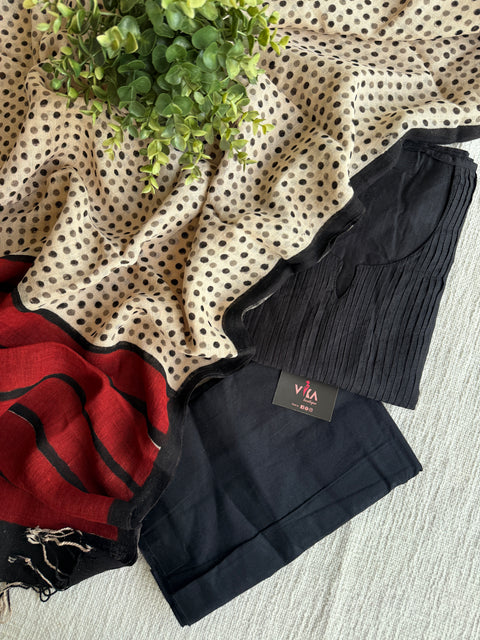 Linen dupatta cotton suit set