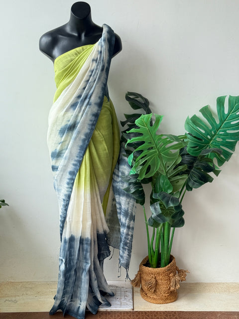 Shibori Linen saree with blouse