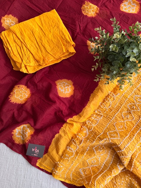 Bhandhej pure cotton saree