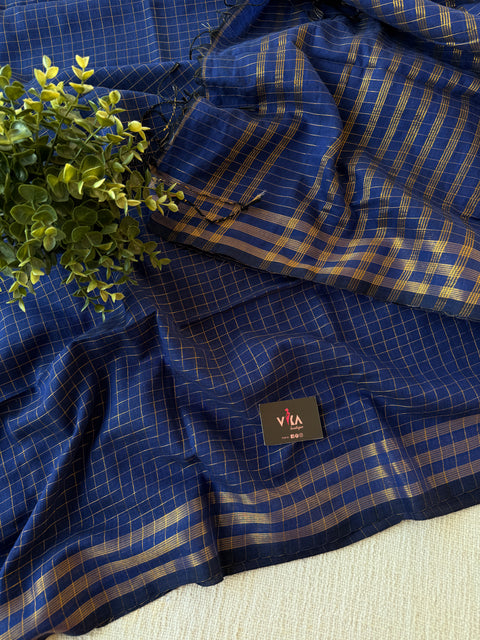 Zari checked cotton saree