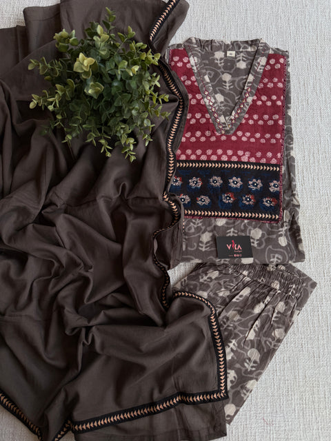 Ajrakh printed cotton suit set