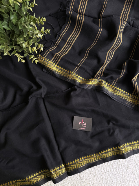 Mangalgiri border cotton saree - Black