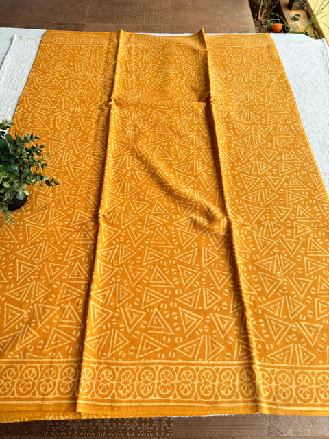 Printed mul cotton saree