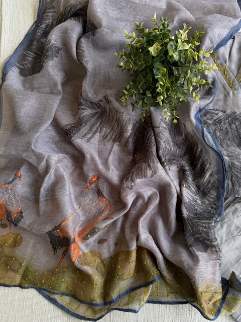 Grey linen cotton grey suit set