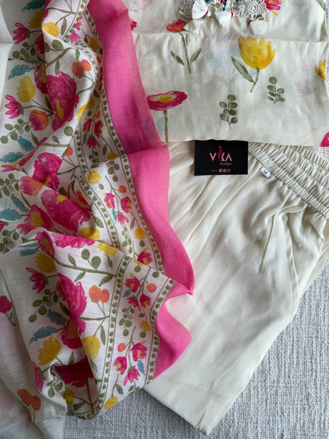 Floral printed modal silk suit set