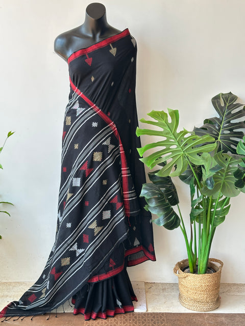 Handspun pure jamdani cotton saree