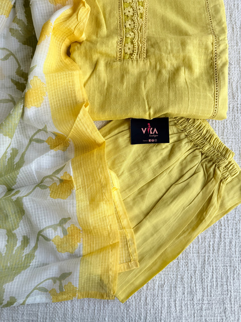 Yellow pure cotton suit set