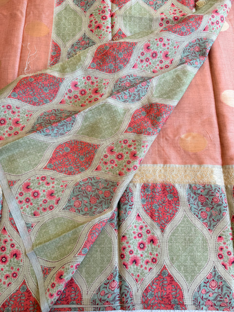 Coin bhutta digi border raw tussar saree