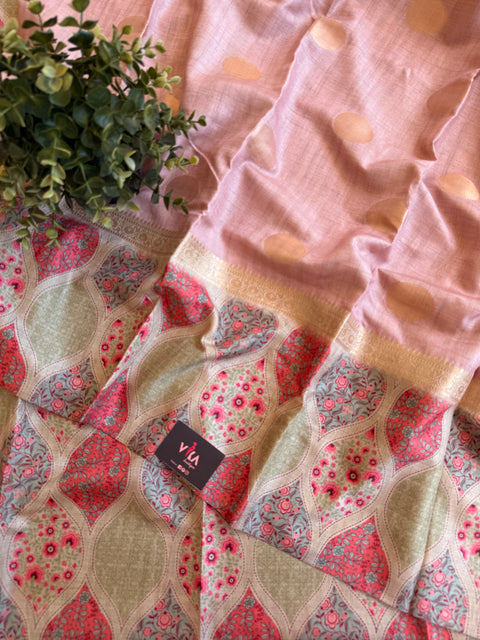 Coin bhutta digi border raw tussar saree