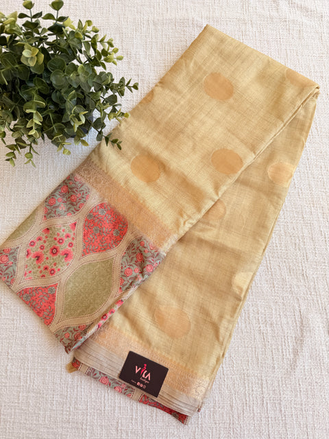 Coin bhutta digi border raw tussar saree