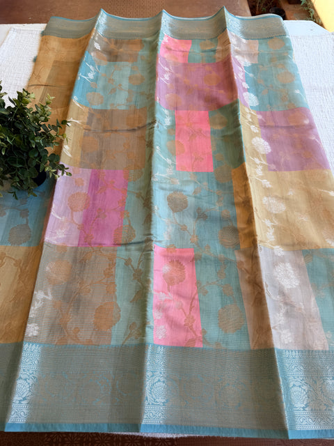 Multicolour jaal weaving saree
