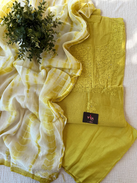 Green mul chanderi salwar suit material