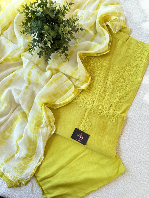 Green mul chanderi salwar suit material