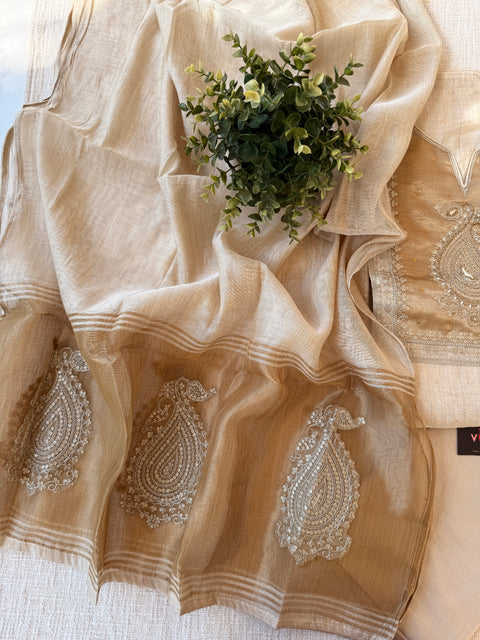 Beige silk cotton salwar suit material