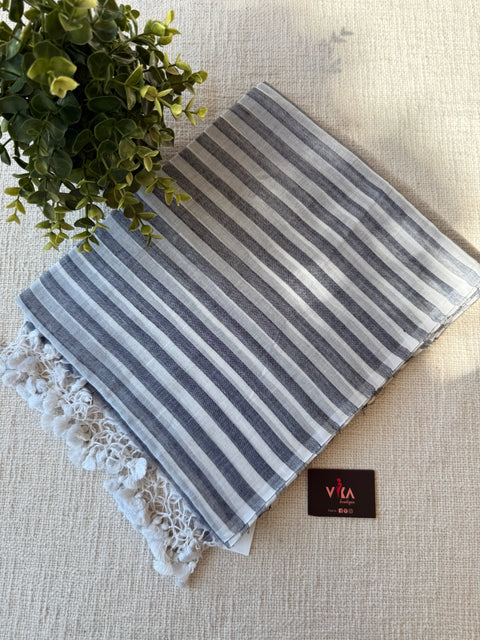 Self striped handloom cotton saree