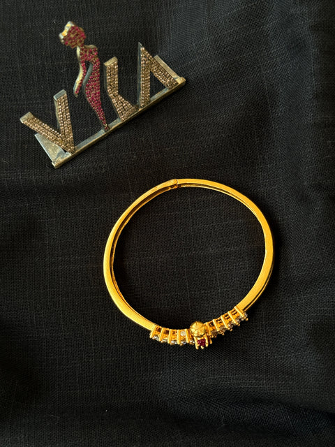 925 Silver white with pink screw bangle