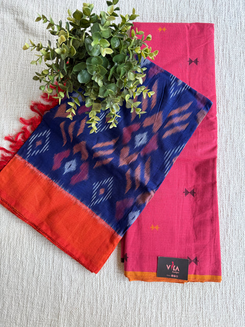 Cotton suit set with ikat dupatta