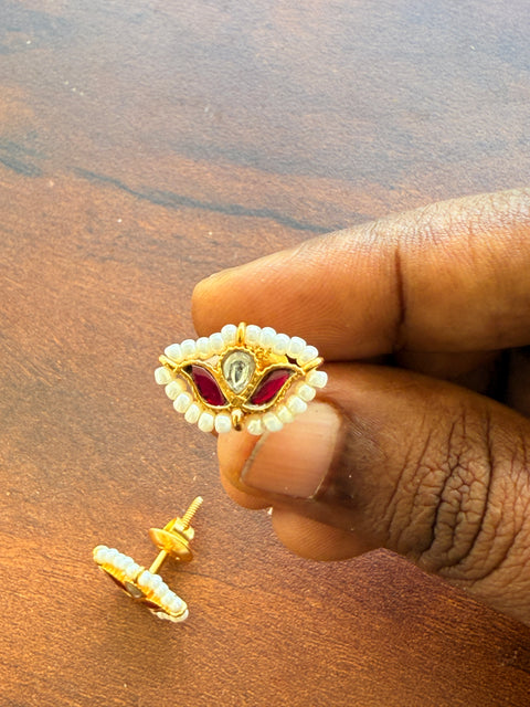 925 pure silver pearl work earring