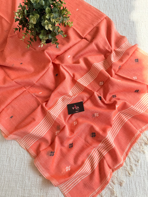 Jamdani Handloom Cotton Stole with Tassels
