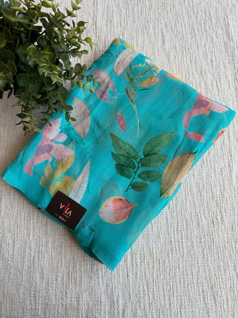 Floral printed georgette saree