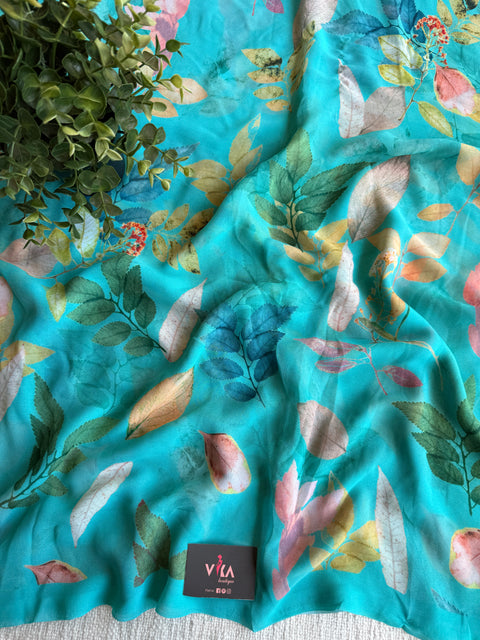 Floral printed georgette saree