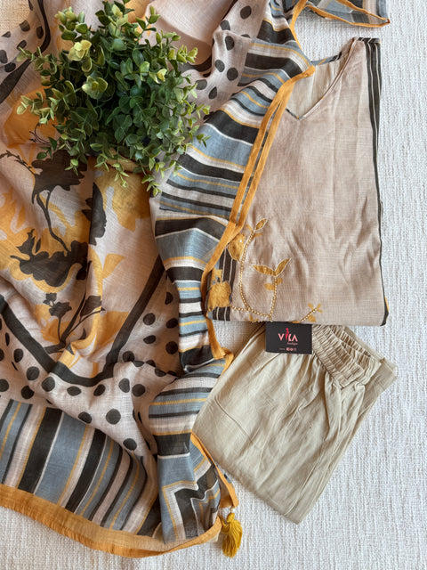 Striped and floral printed Ready suit set